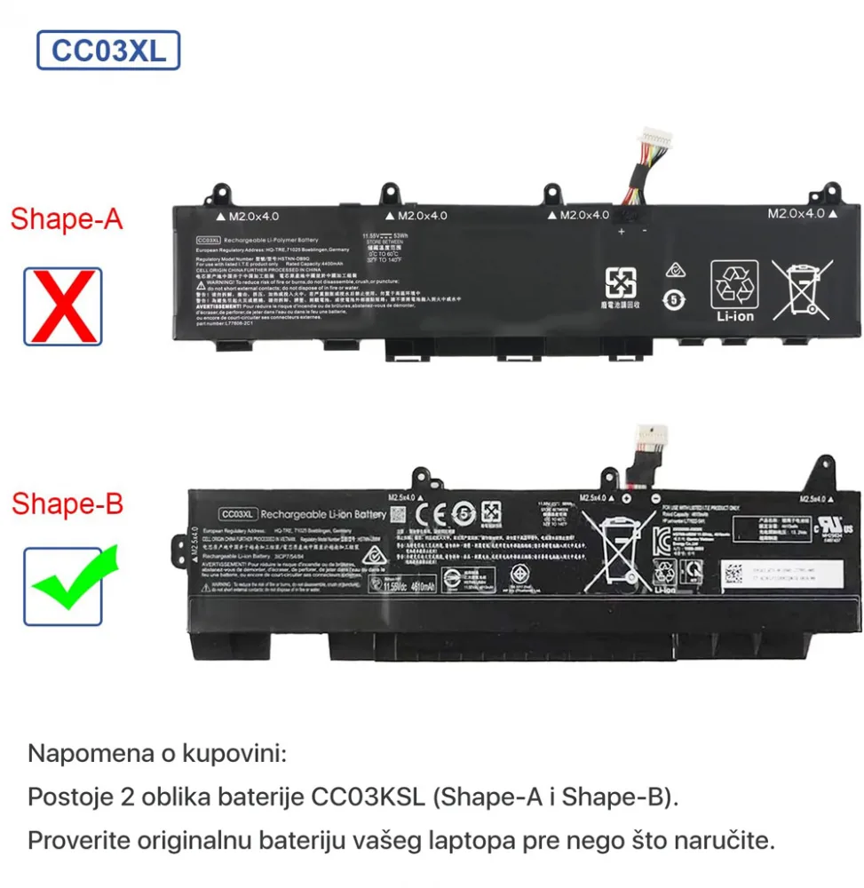 Baterija za laptop HP 840 G7 CC03XL Shape-B HQ2200 - Slika 3